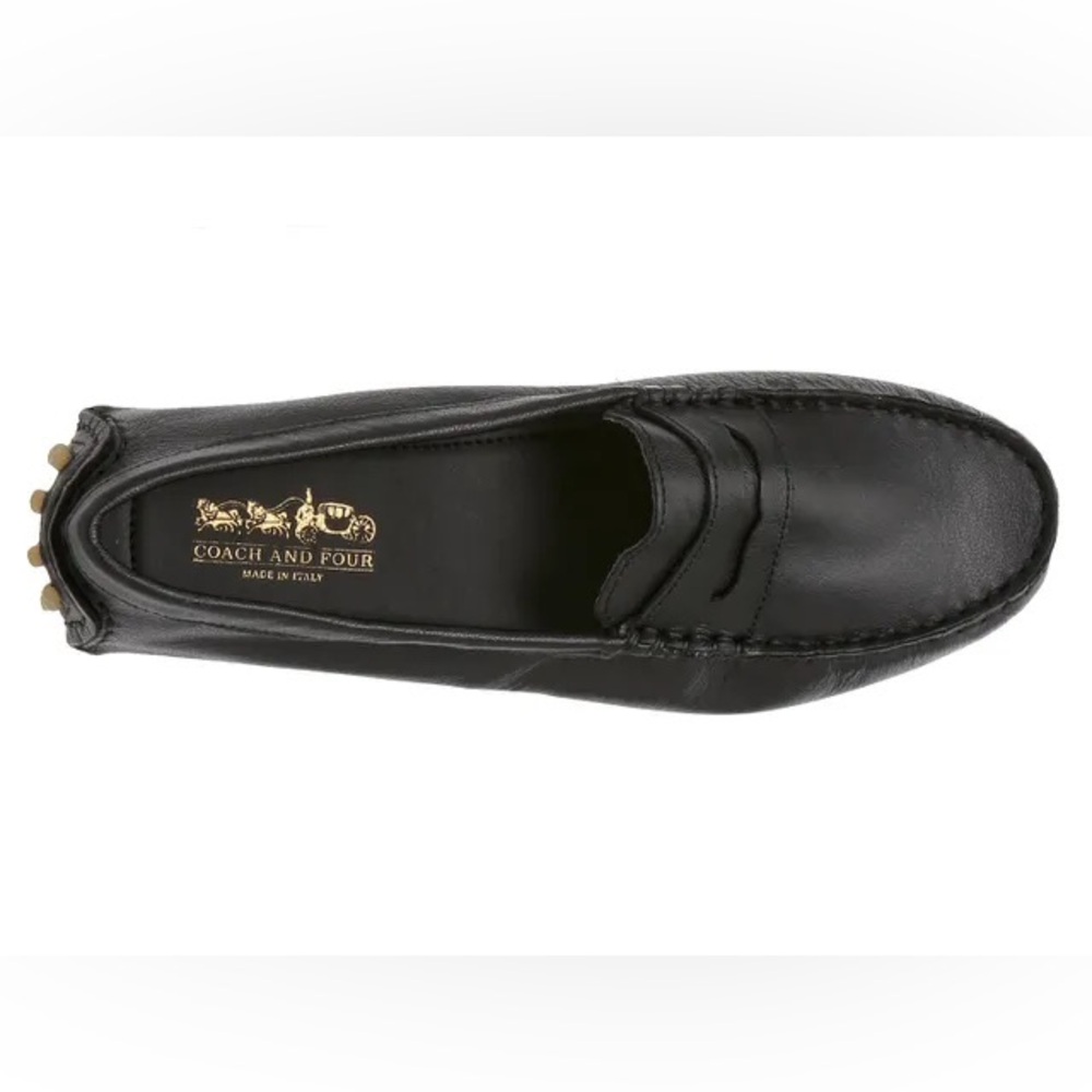 Coach and Four Alfa Penny Driving Black loafers 8.5 /9M Made in Italy